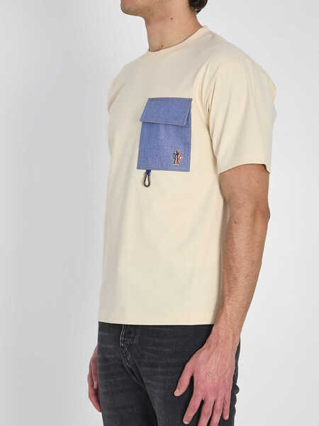 Tricouri Moncler Grenoble T-Shirt With A Denim Pocket CREAM Barbati (BM 19762475) 2