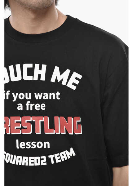 Tricouri DSQUARED2 Cotton Crewneck T-Shirt Wrestling Black Barbati (BM 19762562) 3
