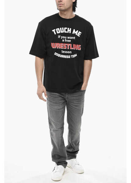 Tricouri DSQUARED2 Cotton Crewneck T-Shirt Wrestling Black Barbati (BM 19762562) 4