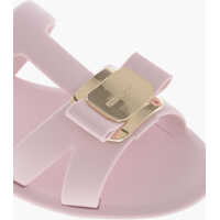 Sandale fara toc Salvatore Ferragamo Dama - Sandale fara toc Salvatore Ferragamo Rubber Slides Lilou With Logo Bow Pink Femei (BM 19762571) - B-mall.ro