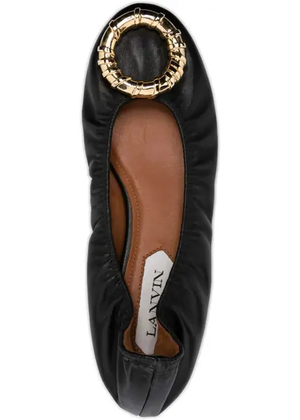 Balerini casual Lanvin Leather Ballet Flats With Front Jewel Black Femei (BM 19762589) 4