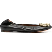 Balerini casual Leather Ballet Flats With Front Jewel Femei