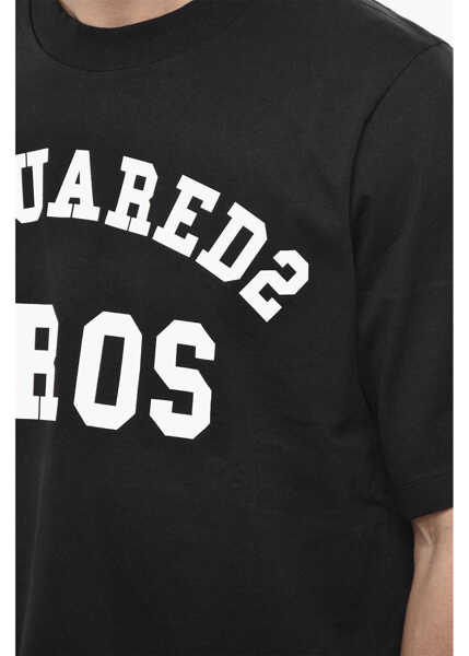 Tricouri DSQUARED2 Printed Cotton Crewneck T-Shirt D2 Bros Black Barbati (BM 19762607) 3