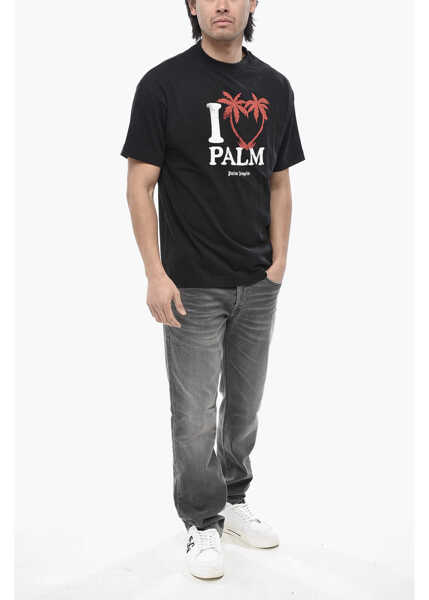 Tricouri Palm Angels Crewneck T-Shirt I Love Palm With Print Black Barbati (BM 19762613) 4