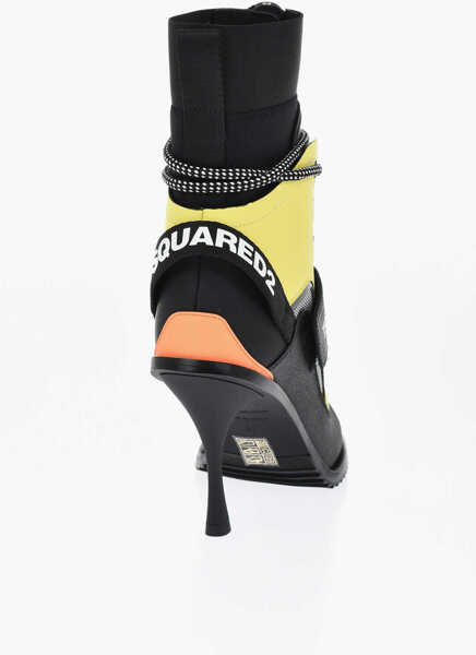 Botine DSQUARED2 Leather And Fabric Ankle Boots Techno Hiking With Bicolor La Yellow Femei (BM 19762646) 2