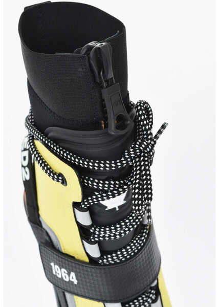 Botine DSQUARED2 Leather And Fabric Ankle Boots Techno Hiking With Bicolor La Yellow Femei (BM 19762646) 4