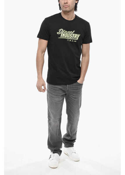 Tricouri Diesel Solid T-Shirt T-Diegos-K45 With Contrasting Logo Black Barbati (BM 19762658) 4