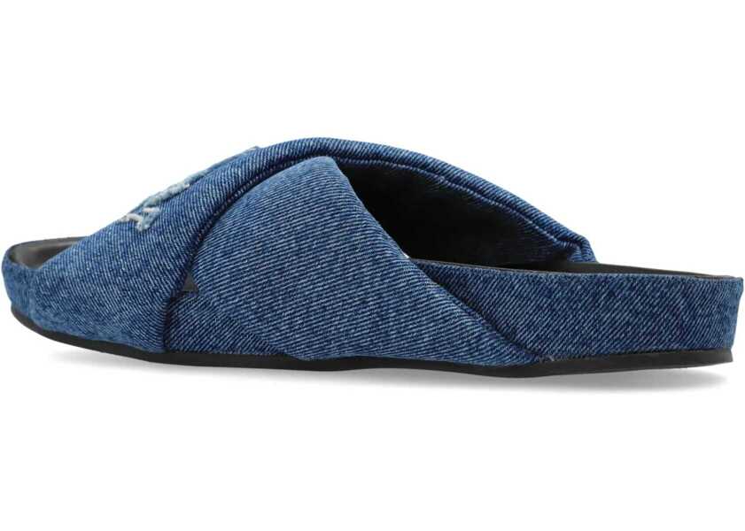 Sandale fara toc Lanvin Denim Criss Cross Dsandali With Embroidered Logo Blue Femei (BM 19762661) 3