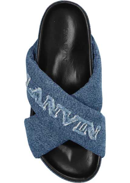 Sandale fara toc Lanvin Denim Criss Cross Dsandali With Embroidered Logo Blue Femei (BM 19762661) 4