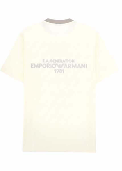 Tricouri Emporio Armani T-Shirt With Logo And Embroidery IVORY Barbati (BM 19762763) 2