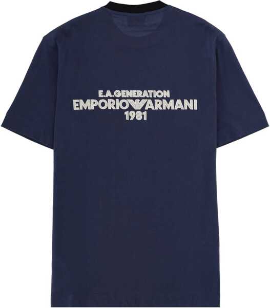 Tricouri Emporio Armani T-Shirt With Logo And Embroidery BLUE Barbati (BM 19762820) 2