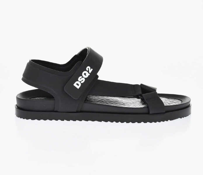Sandale DSQUARED2 Leather Sandals With Contrast Monogram Black Barbati (BM 19762949) 3