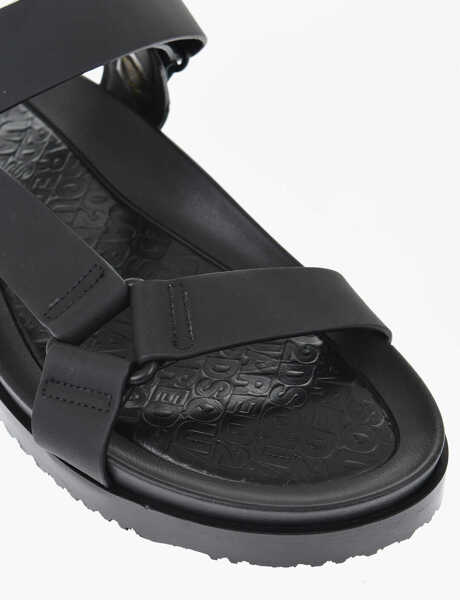 Sandale DSQUARED2 Leather Sandals With Contrast Monogram Black Barbati (BM 19762949) 4