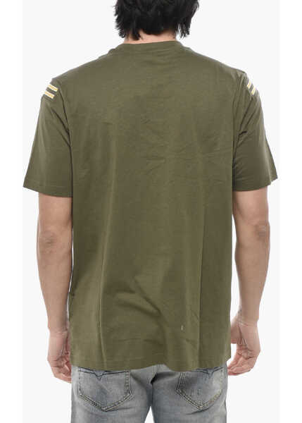 Tricouri Diesel Cotton Crewneck T-Shirt T-Just-Rib With Velour Logo Green Barbati (BM 19762958) 2