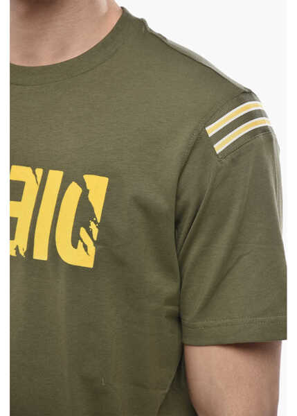 Tricouri Diesel Cotton Crewneck T-Shirt T-Just-Rib With Velour Logo Green Barbati (BM 19762958) 3