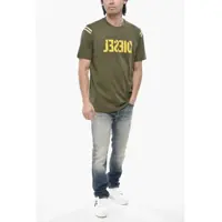 Tricouri Diesel pentru Barbati - Tricouri Diesel Cotton Crewneck T-Shirt T-Just-Rib With Velour Logo Green Barbati (BM 19762958) - B-mall.ro