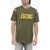 Diesel Cotton Crewneck T-Shirt T-Just-Rib With Velour Logo Green
