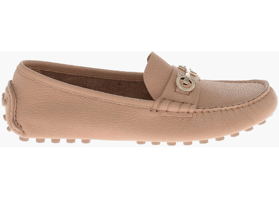 Mocasini Salvatore Ferragamo Hammered Leather Loafers Odilia With Bit Pink Femei (BM 19762961) 3