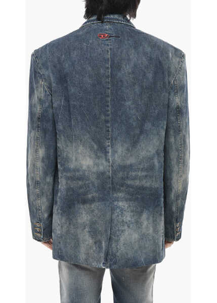 Jachete Diesel Oversized Denim Jacket With Logo Buttons Blue Barbati (BM 19762967) 2