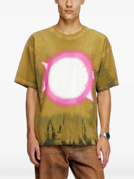 Tricouri Diesel Cotton Crewneck T-Shirt T-Boxt- With Acid Wash Effect Green Barbati (BM 19762970) 3