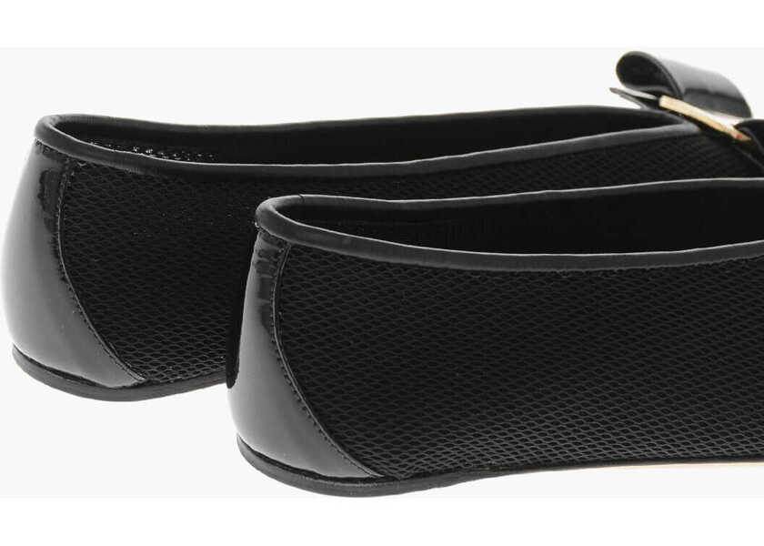 Balerini casual Salvatore Ferragamo Satin-Effect Leather Ballet Flats Vanna Black Femei (BM 19762973) 2