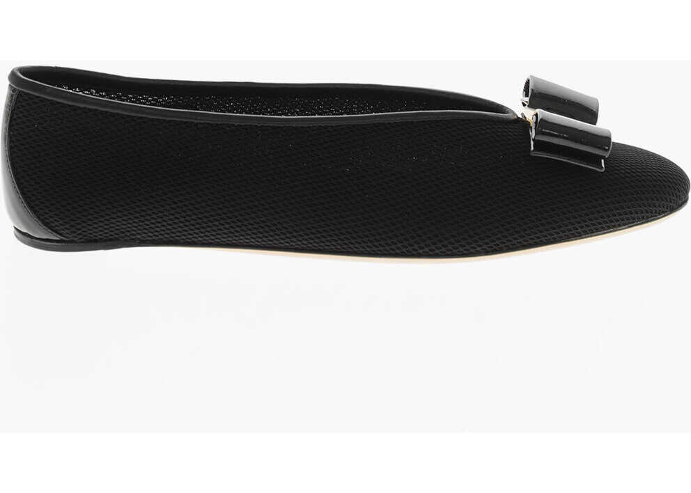 Balerini casual Salvatore Ferragamo Satin-Effect Leather Ballet Flats Vanna Black Femei (BM 19762973) 3