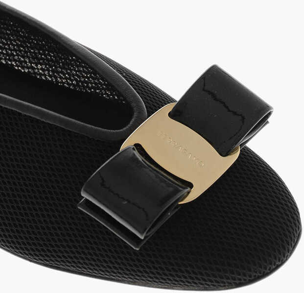 Balerini casual Salvatore Ferragamo Satin-Effect Leather Ballet Flats Vanna Black Femei (BM 19762973) 4