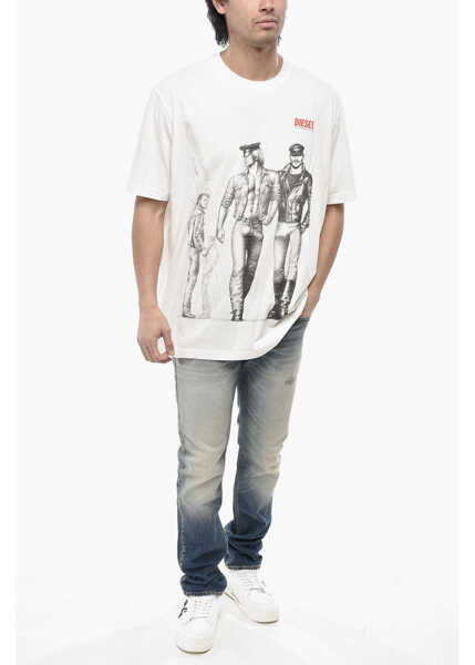 Tricouri Diesel Tom Of Finland Crew Neck T-Shirt Pr-T-Just-P5 Printed White Fete (BM 19762982) 4