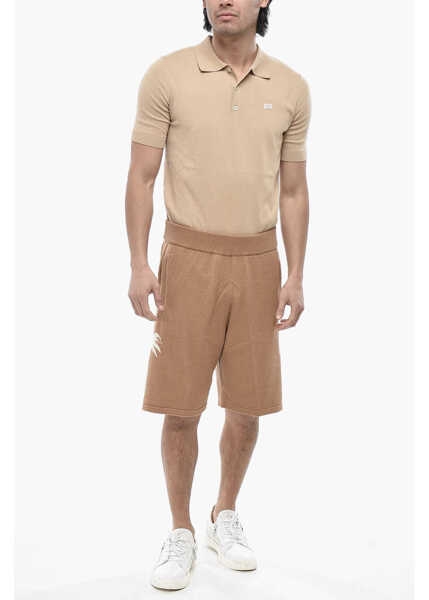 Pantaloni scurti Palm Angels Knit Shorts Palms With Jacquard Pattern Brown Barbati (BM 19762985) 4