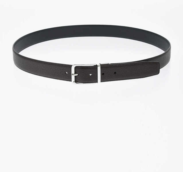 Curele CORNELIANI Reversible Hammered Leather Belt With 35Mm Metal Buckle Brown Barbati (BM 19762991) 2