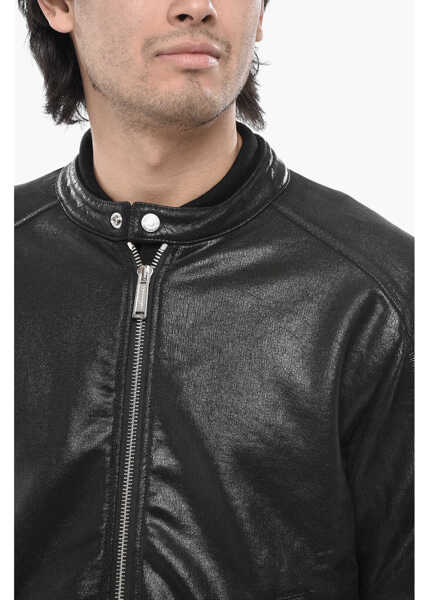 Bluze de trening DSQUARED2 Coated Cotton Biker Zip-Up Sweatshirt Black Barbati (BM 19762994) 3