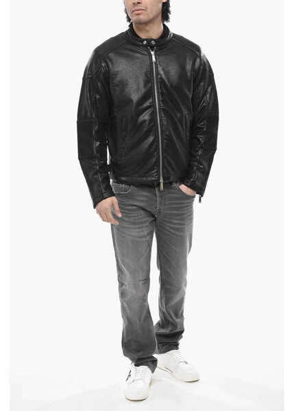 Bluze de trening DSQUARED2 Coated Cotton Biker Zip-Up Sweatshirt Black Barbati (BM 19762994) 4