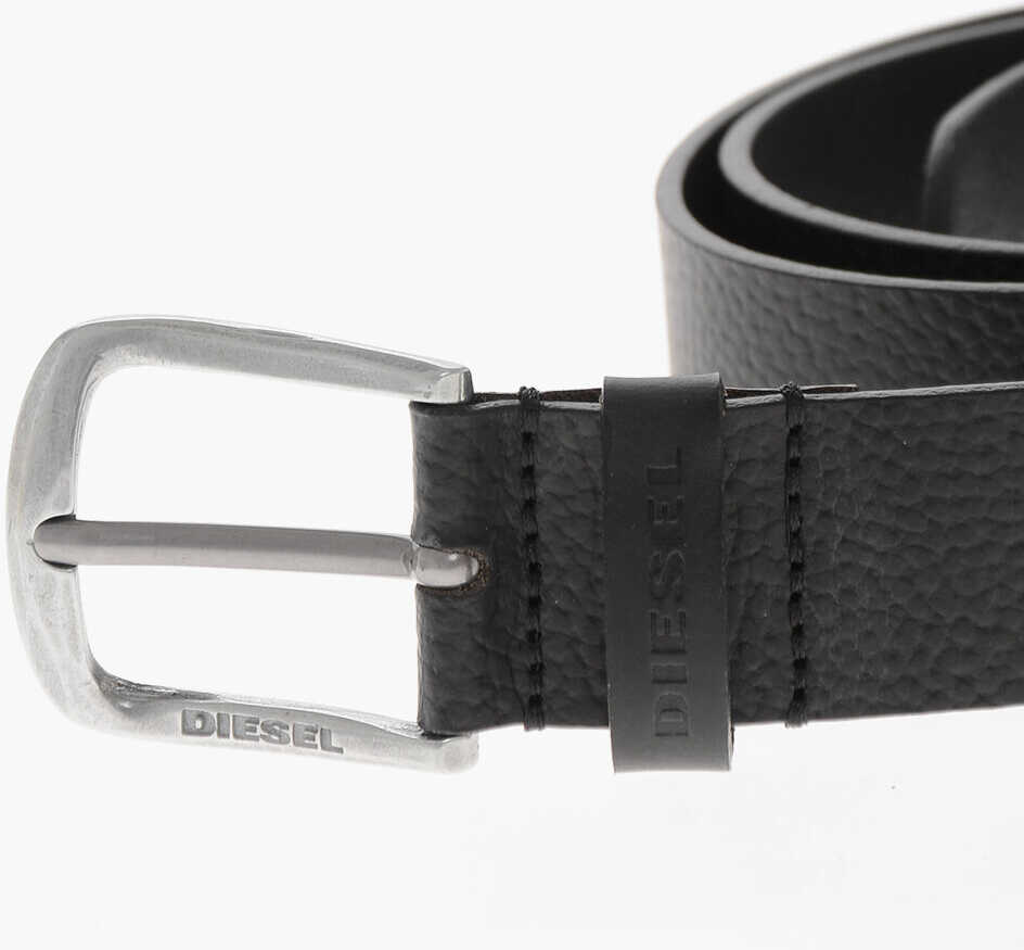 Curele Diesel 40Mm Hammered Leather Belt Black Barbati (BM 19763012) 2