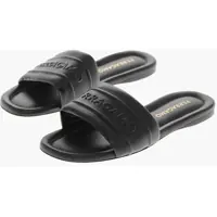 Sandale fara toc Leather Slides Hotel With Embossed Logo Femei