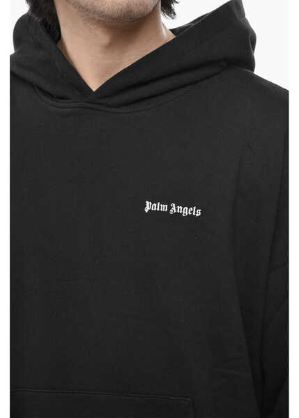 Bluze de trening Palm Angels Brushed Cotton Hoodie Classic Logo With Front Pocket Black Barbati (BM 19763021) 3