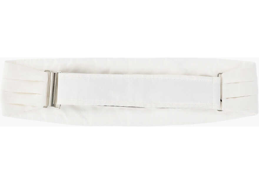 Curele CORNELIANI Pleated Satin Cummerbund White Barbati (BM 19763024) 2