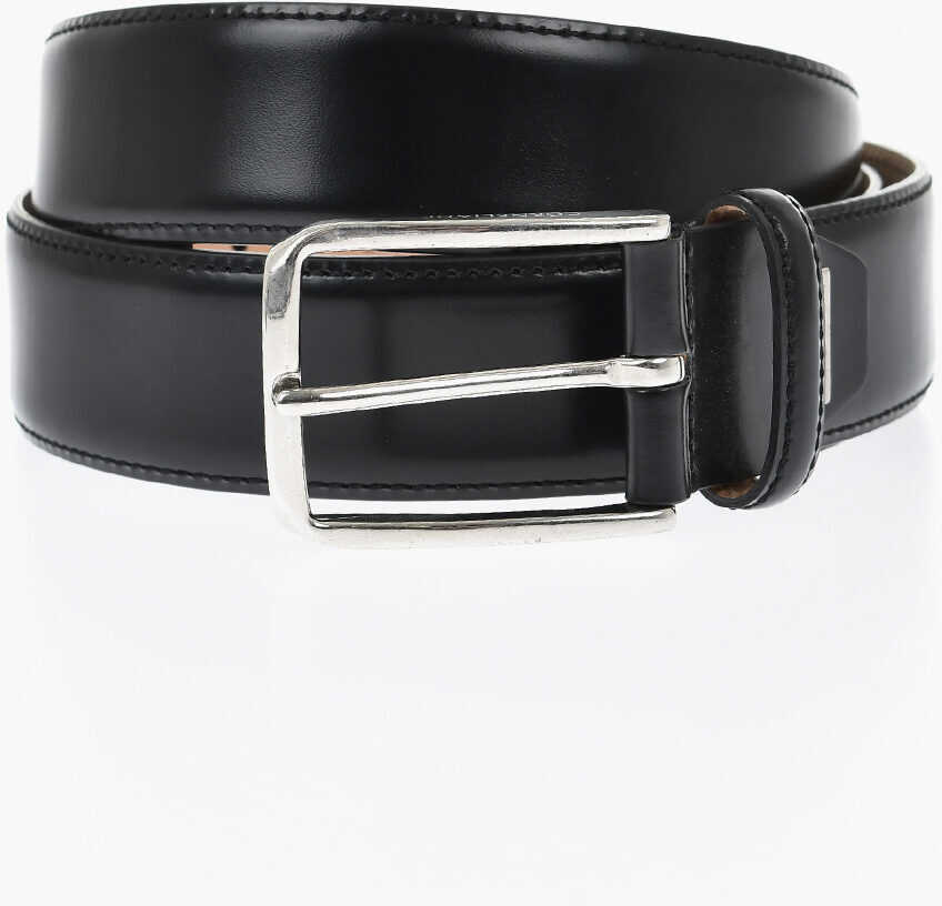 Curele CORNELIANI Leather Belt With 30Mm Metal Buckle Black Barbati (BM 19763027) 4
