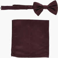 Papioane Silk Satin Bow Tie And Pocket Square Set Barbati