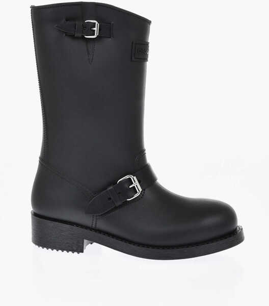 Botine DSQUARED2 Solid Color Biker Ankle Boots With Double Buckle Black Femei (BM 19763051) 3