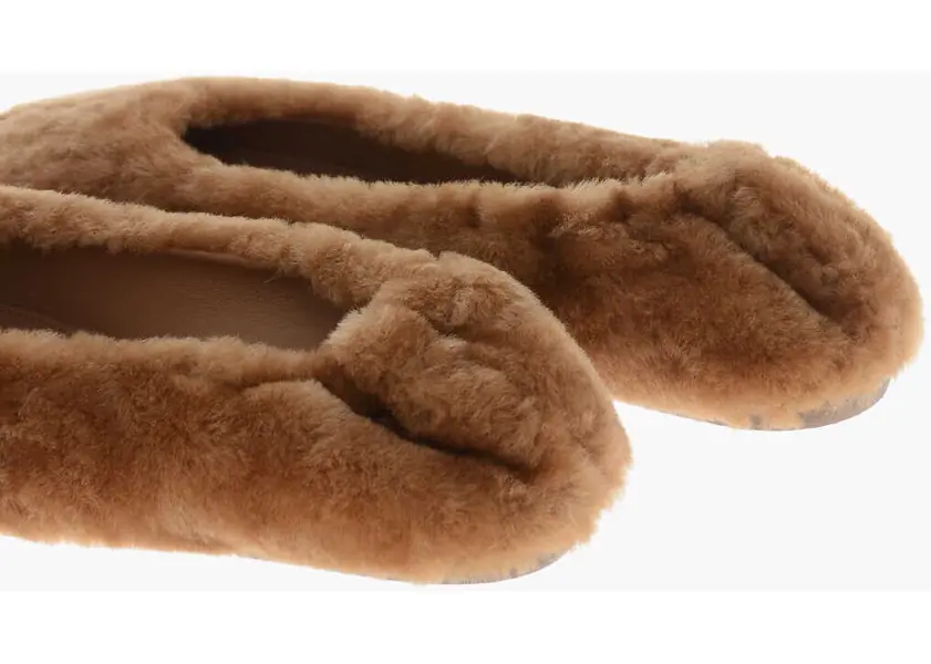 Balerini casual Dries Van Noten Shearling Ballet Flats With Leather Sole Brown Femei (BM 19763054) 2