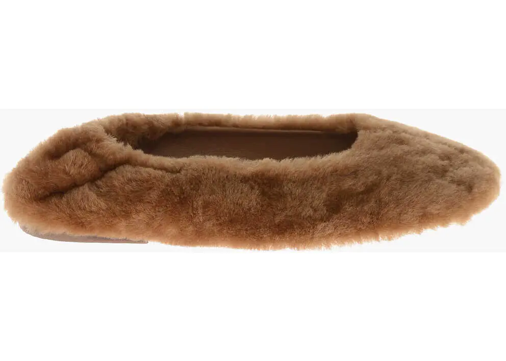 Balerini casual Dries Van Noten Shearling Ballet Flats With Leather Sole Brown Femei (BM 19763054) 3