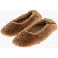 Balerini casual Shearling Ballet Flats With Leather Sole Femei