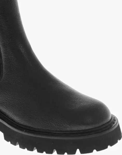 Botine Salvatore Ferragamo Hammered Leather Chelsea Ankle Boots Oderico Black Femei (BM 19763057) 4