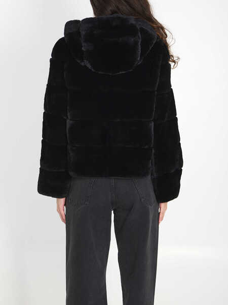 Bomber jacket YVES SALOMON Reversible Green Fur BLACK Femei (BM 19763141) 4