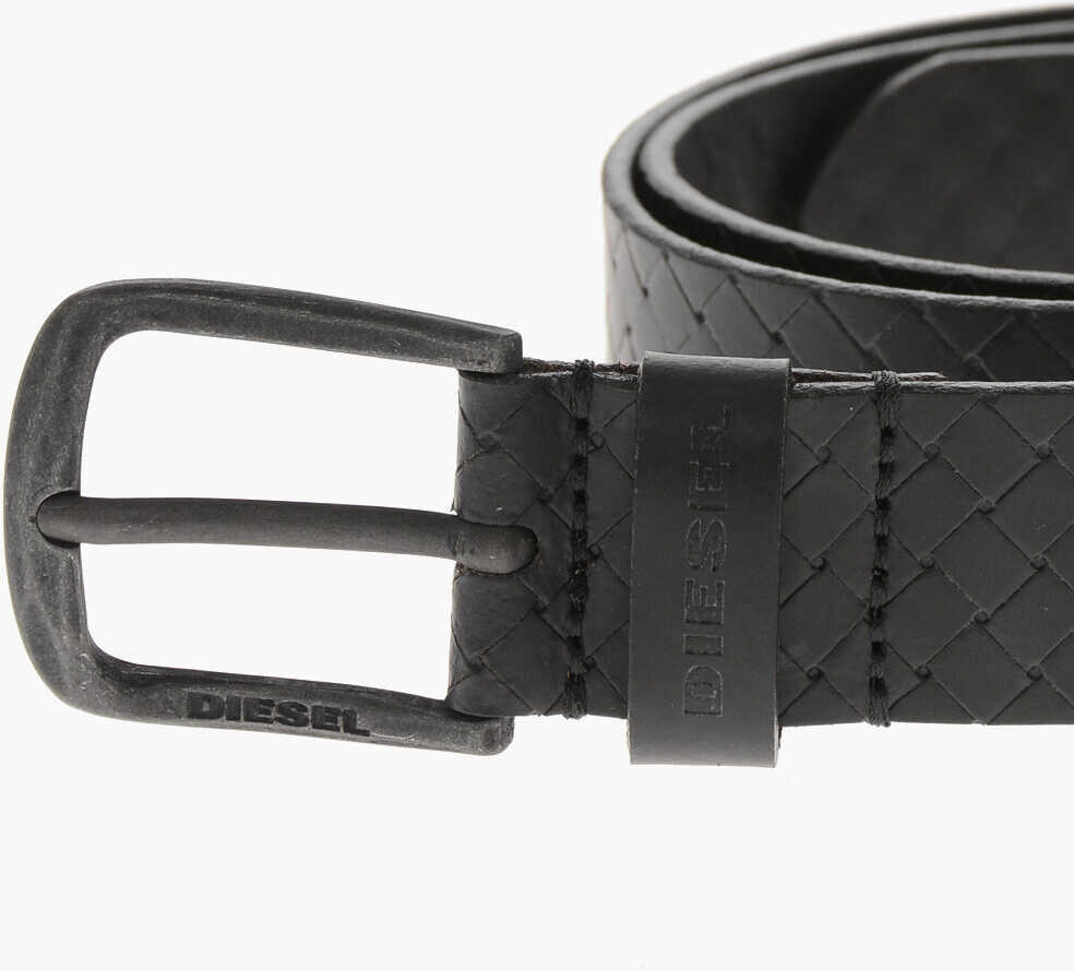 Curele Diesel 40Mm Braided Leather Belt Black Barbati (BM 19763195) 2