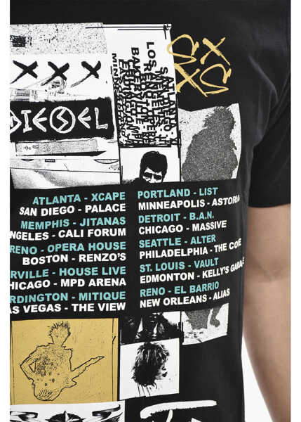 Tricouri Diesel Crewneck Cotton T-Shirt T-Just-Rock Printed Black Barbati (BM 19763204) 3