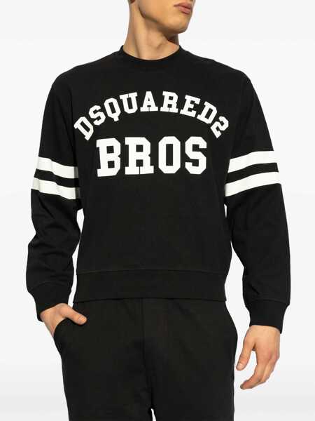 Tricouri DSQUARED2 Printed Cotton Crewneck T-Shirt D2 Bros Black Barbati (BM 19763222) 2
