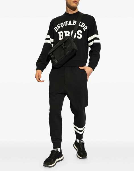 Tricouri DSQUARED2 Printed Cotton Crewneck T-Shirt D2 Bros Black Barbati (BM 19763222) 5