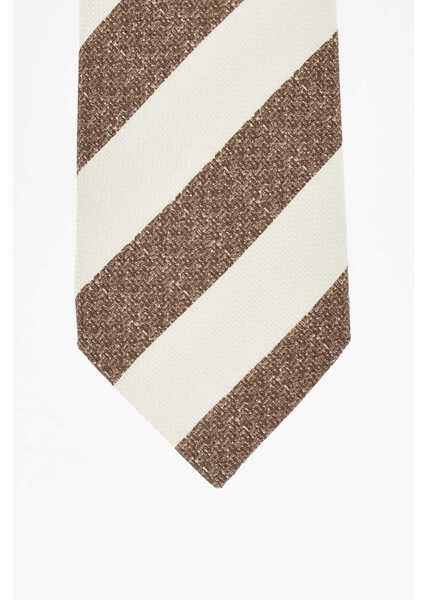 Cravate CORNELIANI Striped Silk Tie Beige Barbati (BM 19763225) 3
