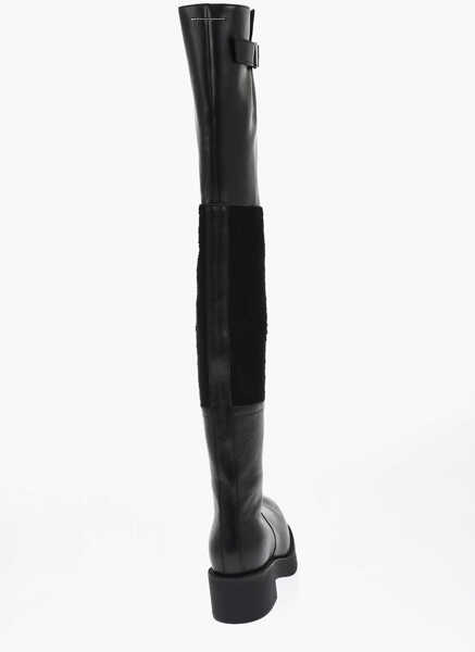 Cizme lungi Maison Margiela Mm6 Leather Over-The-Knee Boots With 5Cm Suede Insert Black Femei (BM 19763234) 2